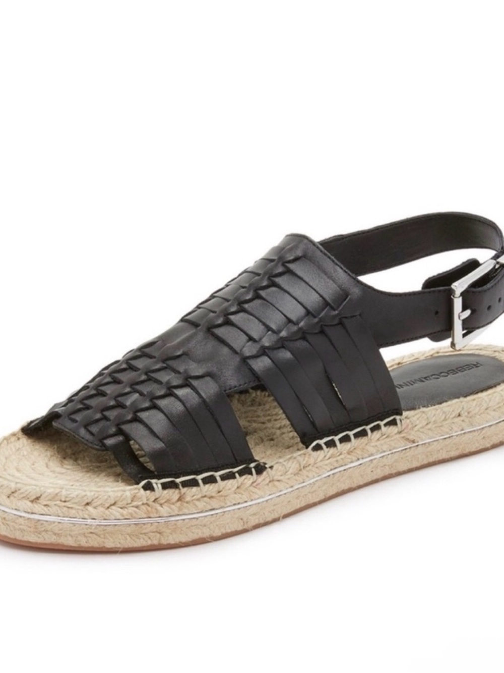 Rebecca Minkoff Black Woven Leather Espadrille Sandal